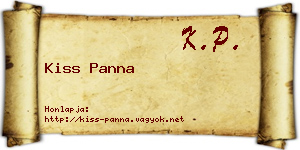 Kiss Panna névjegykártya